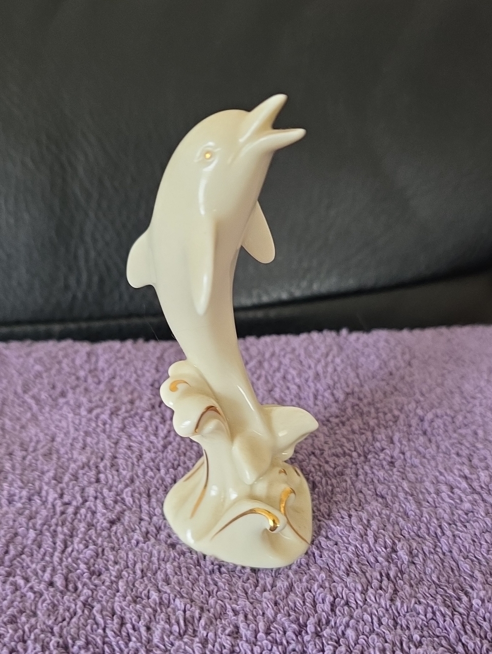 4# Lenox China Porcelain Dolphin Figurine in Cream with Gold Accents